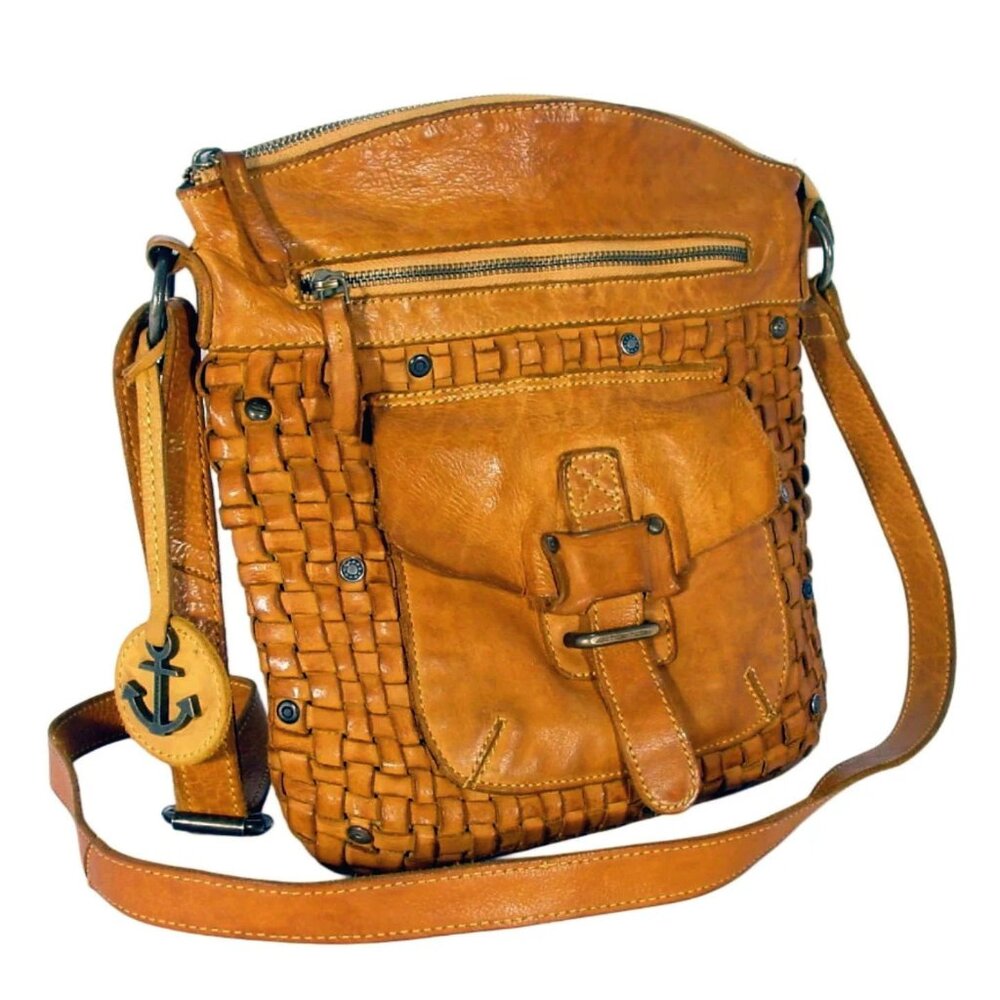 HARBOUR 2nd $200 Distressed Woven/Braided Leather Crossbody Bag
